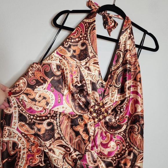 NWT Lane Bryant Satin Embellishments Paisley Halter Babydoll Top Size 22 2X/3X - Picture 15 of 16